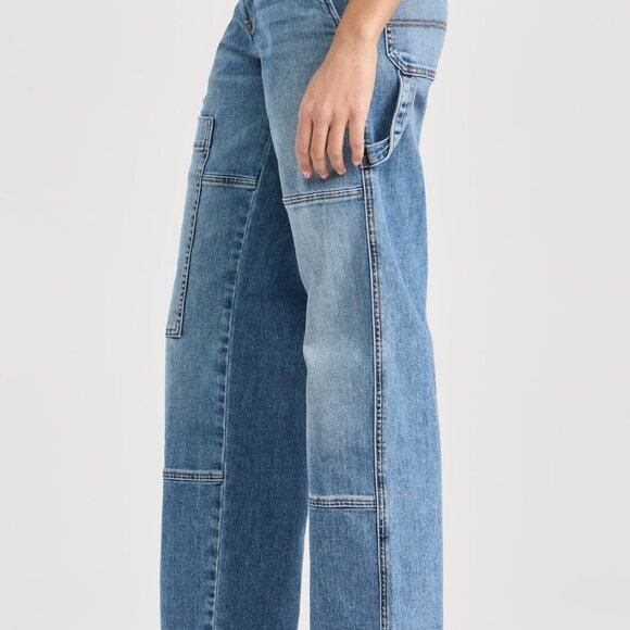 ASKK NY Carpenter Jeans Womens Size 26 Highrise Straight Leg Blue Cargo Pants - Picture 14 of 16